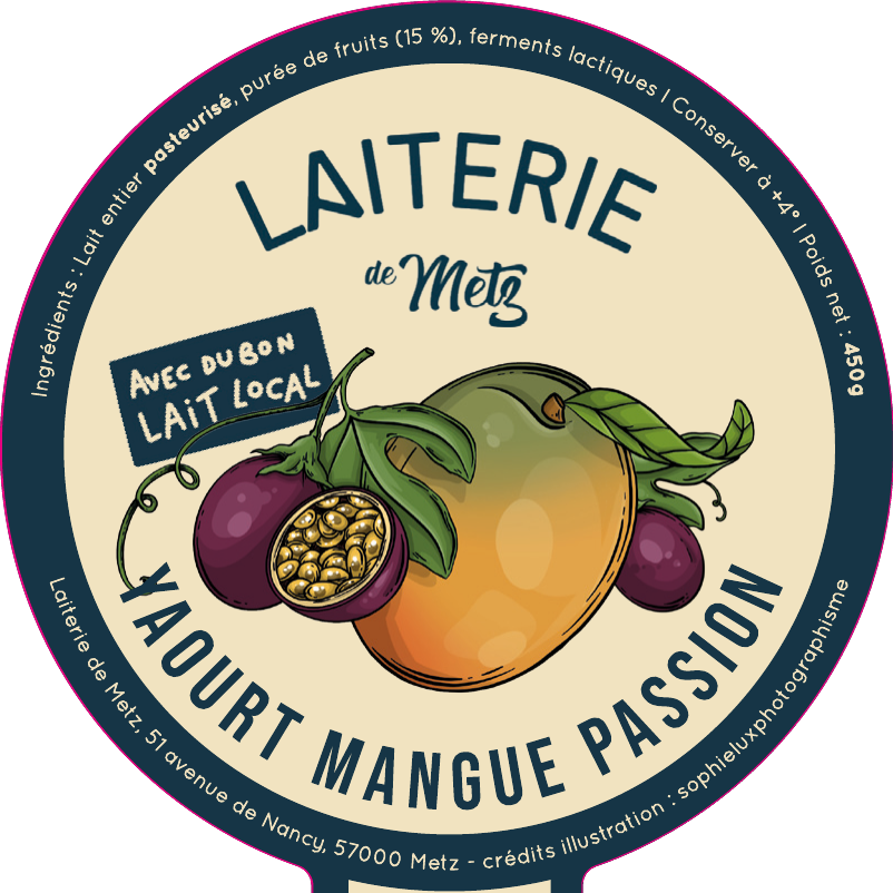 Étiquette Yaourt Mangue passion — Laiterie de Metz