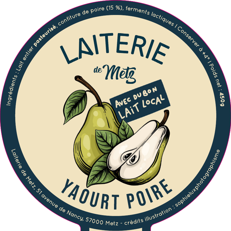Étiquette Yaourt Poire — Laiterie de Metz