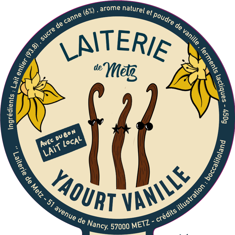 Étiquette Yaourt Vanille — Laiterie de Metz